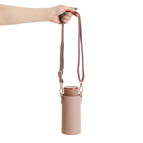 350ml Matte Stainless Steel Water Bottle Set with Shoulder Strap Holder - Image 3